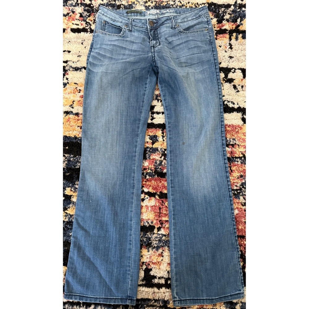 Rock 47 by Wrangler Womens Ultra Low Rise Bootcut Jeans Blue Embroidered 33x31 - Picture 3 of 9